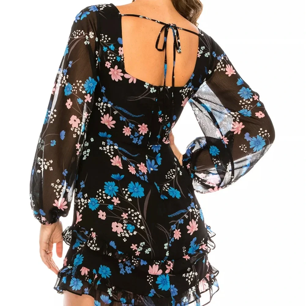 B DARLIN black floral dress - Picture 2 of 3